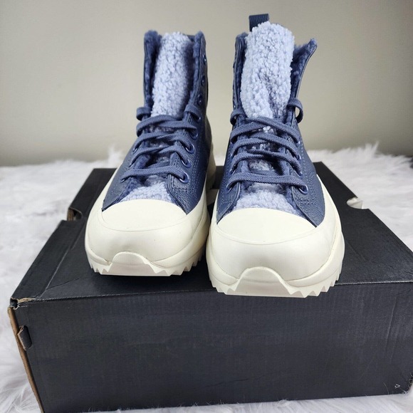 Converse Run Star Hike Hi Steel Concord Blue Leather Platform Women's Size 7.5 - Picture 7 of 10
